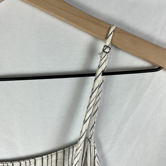 Urban Outfitters Blue Cream Stripe Linen Blend Sleeveless Jumpsuit - Picture 13 of 15